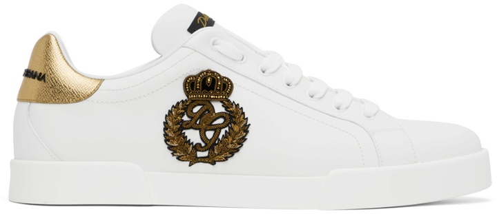 Photo: Dolce & Gabbana White Portofino Crown Sneakers