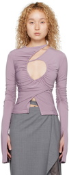 SRVC Purple Ruched Long Sleeve T-Shirt