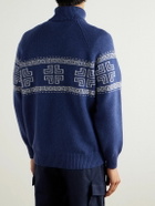 Brunello Cucinelli - Intarsia-Knit Cashmere Rollneck Sweater - Blue