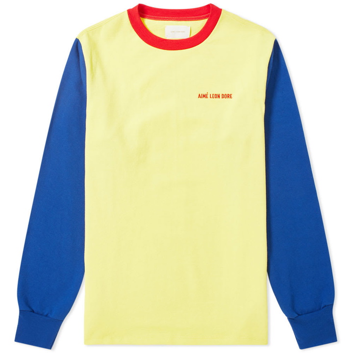 Photo: Aim&eacute; Leon Dore Long Sleeve Block Logo Tee Yellow