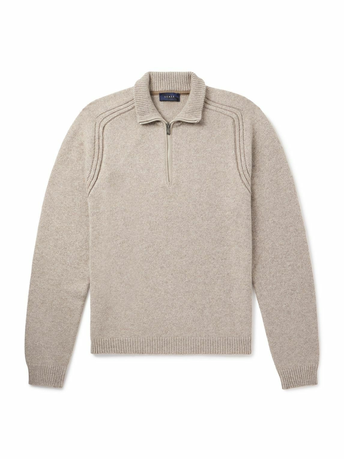 SEASE - Cashmere Half-Zip Sweater - Neutrals