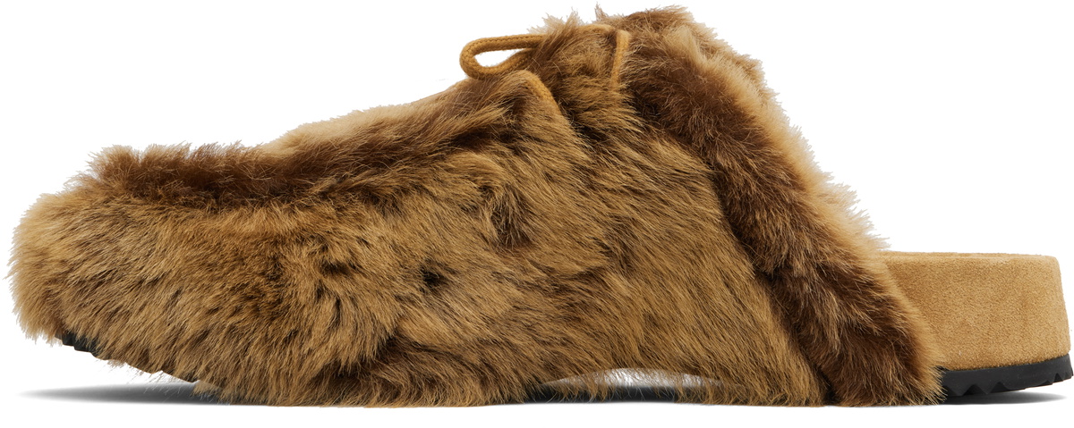 Dries Van Noten Tan Shearling Clogs