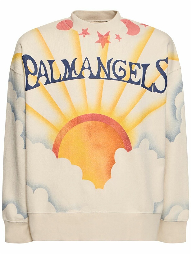Photo: PALM ANGELS - Palm Sunrise Cotton Crewneck Sweatshirt
