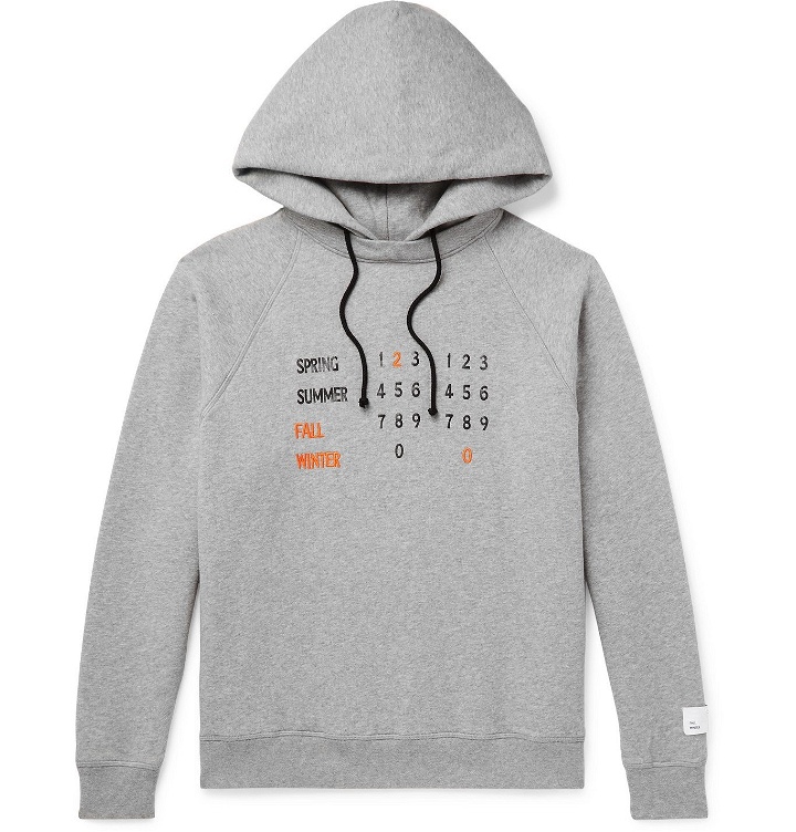 Photo: 4SDesigns - Logo-Embroidered Printed Fleece-Back Cotton-Jersey Hoodie - Gray