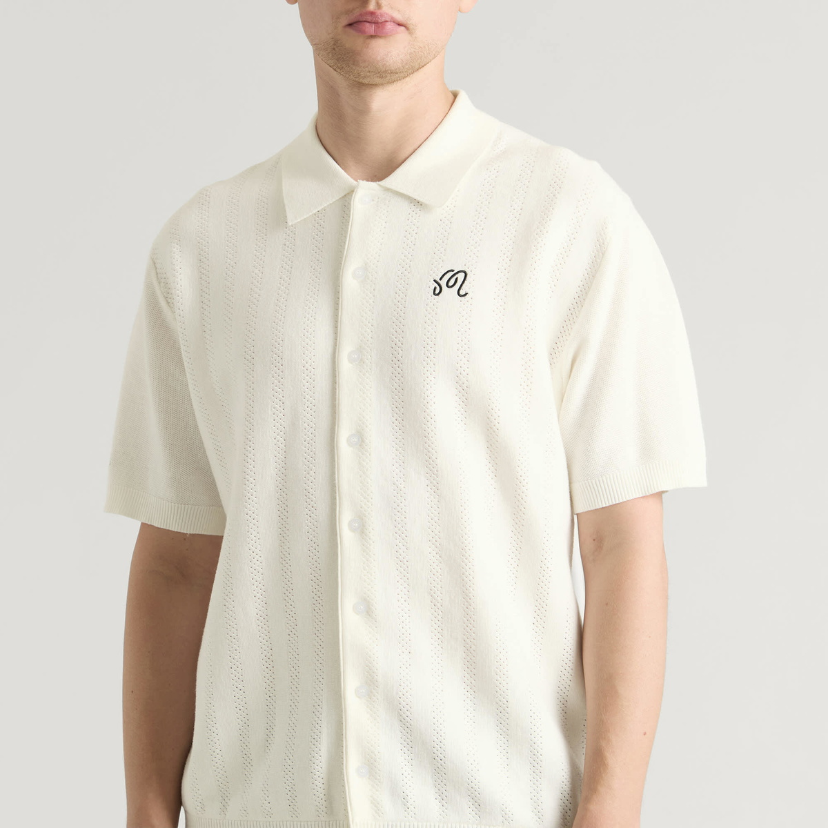 Malbon Men's Crosscut Polo in Ivory