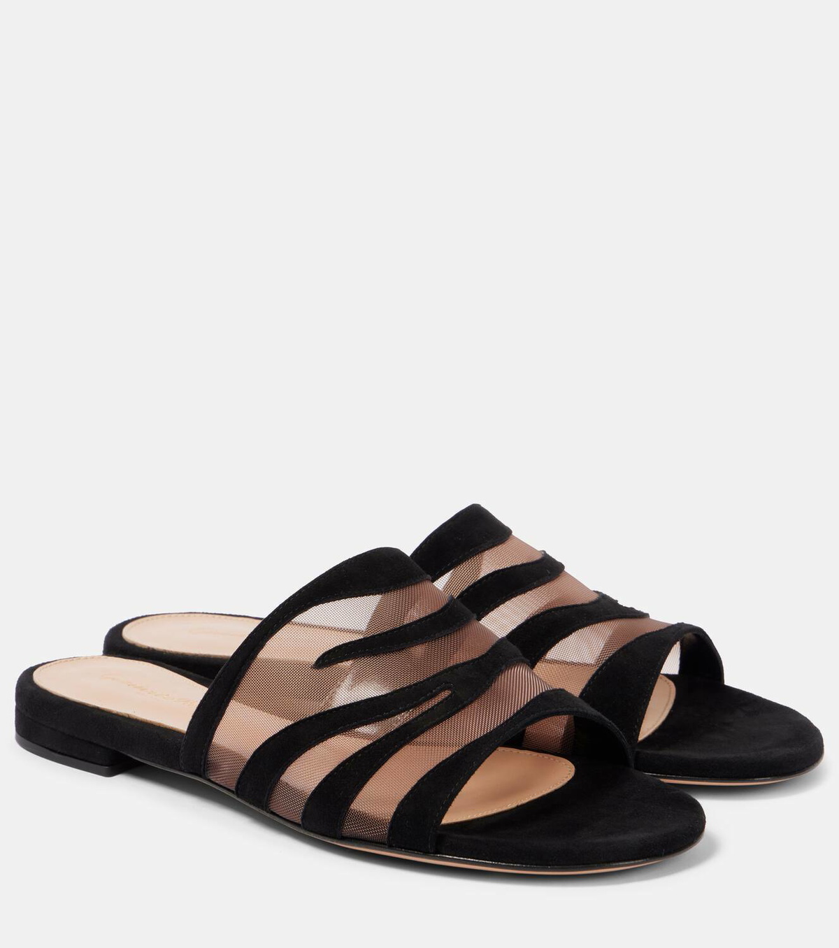 Gianvito Rossi Suede and mesh slides
