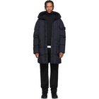 Stone Island Navy Down Hooded Coat