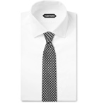 TOM FORD - 8cm Dogtooth Silk and Linen-Blend Tie - Men - Black