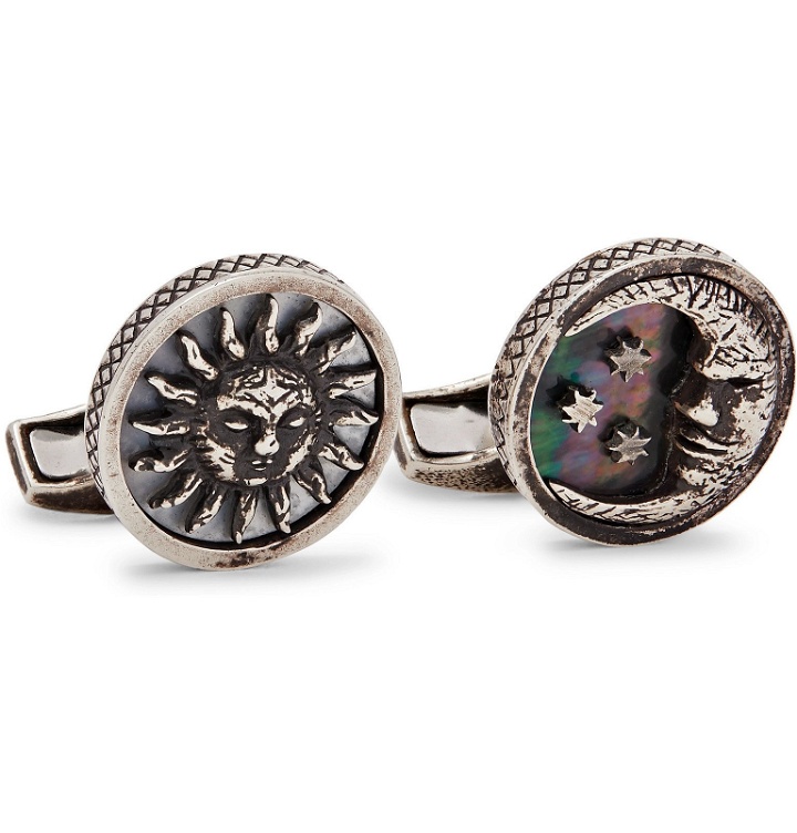 Photo: TATEOSSIAN - Burnished Sterling Silver and Mother-of-Pearl Cufflinks - Silver