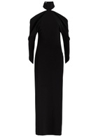 Courrèges Circle Mockneck Crepe Gown Black