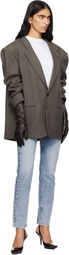 MM6 Maison Margiela Brown Agnelle Edition Mid-Length Leather Gloves