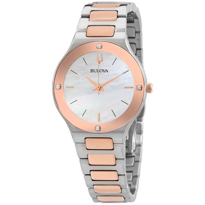 Photo: Bulova Quartz Diamond Mother of Pearl Dial Ladies Watch 98R274