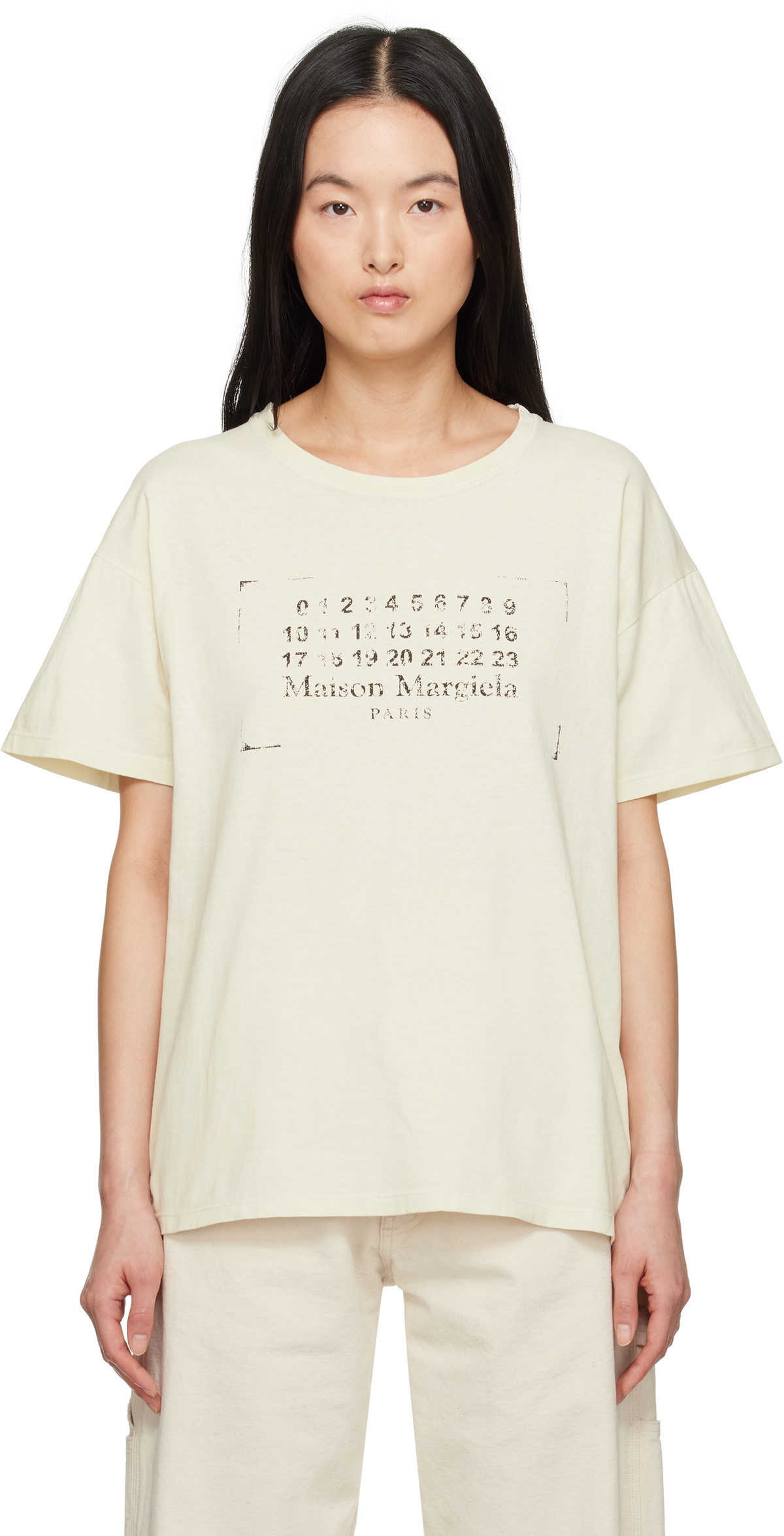 Maison Margiela Off-White Stamp Logo T-shirt Maison Margiela