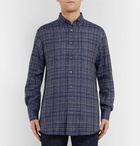 Brioni - Button-Down Collar Checked Linen Shirt - Men - Navy