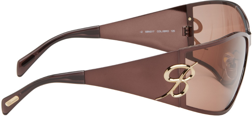Blumarine Brown Metal Wraparound Sunglasses