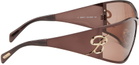 Blumarine Brown Metal Wraparound Sunglasses