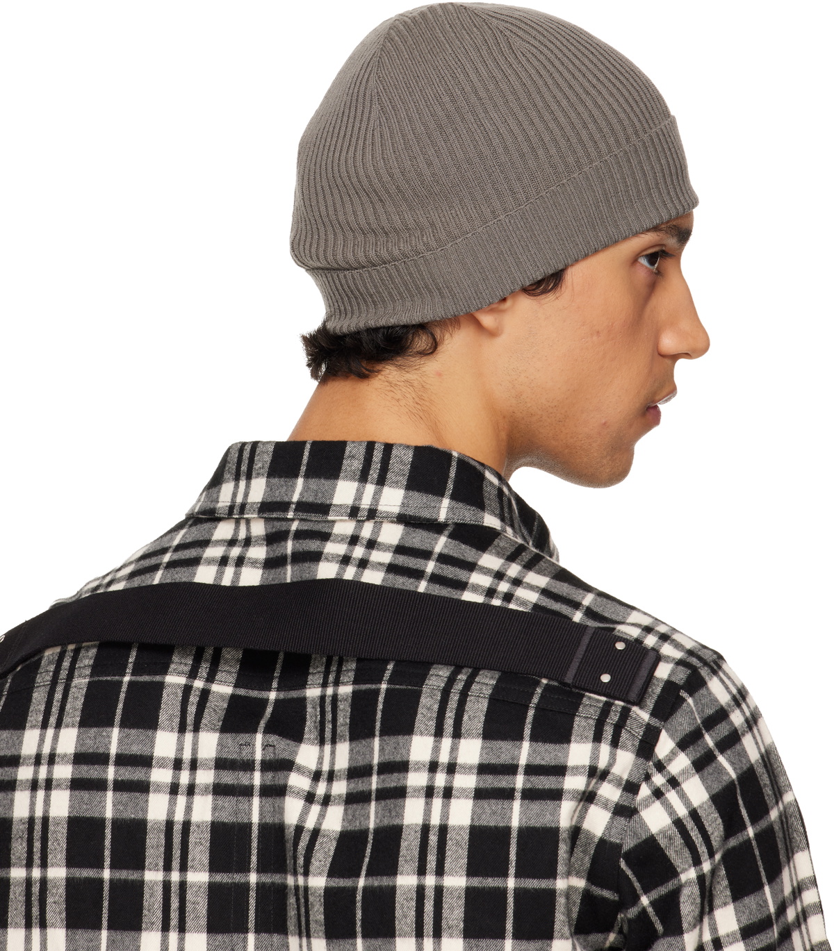Rick Owens Gray Temple Ribbed Beanie