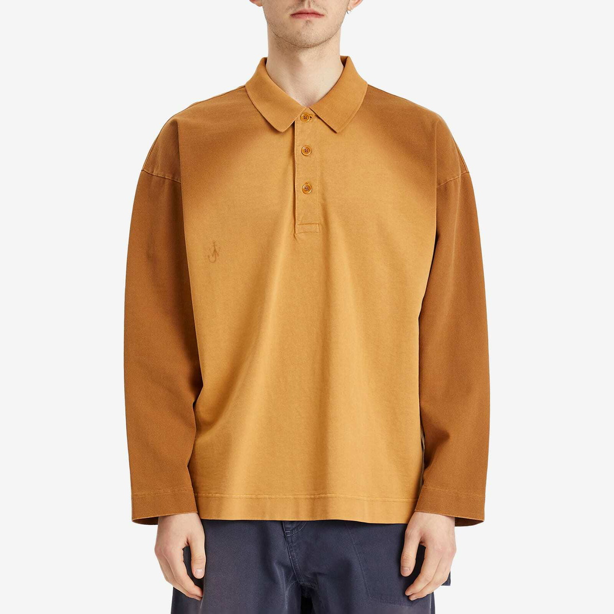 JW Anderson Men's Long Sleeve Rugby Polo in Tobacco JW Anderson