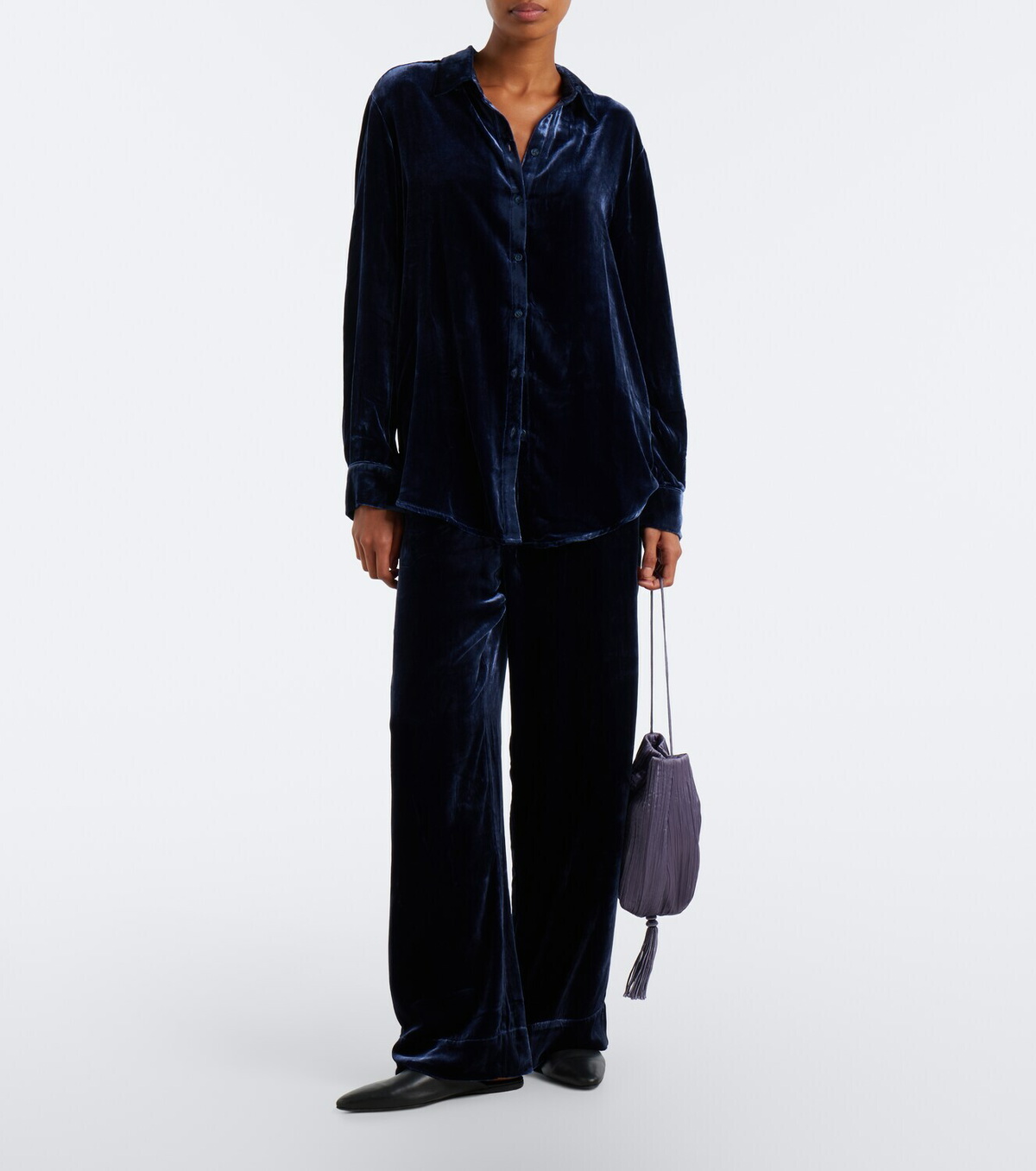 Asceno London velvet wide-leg pants