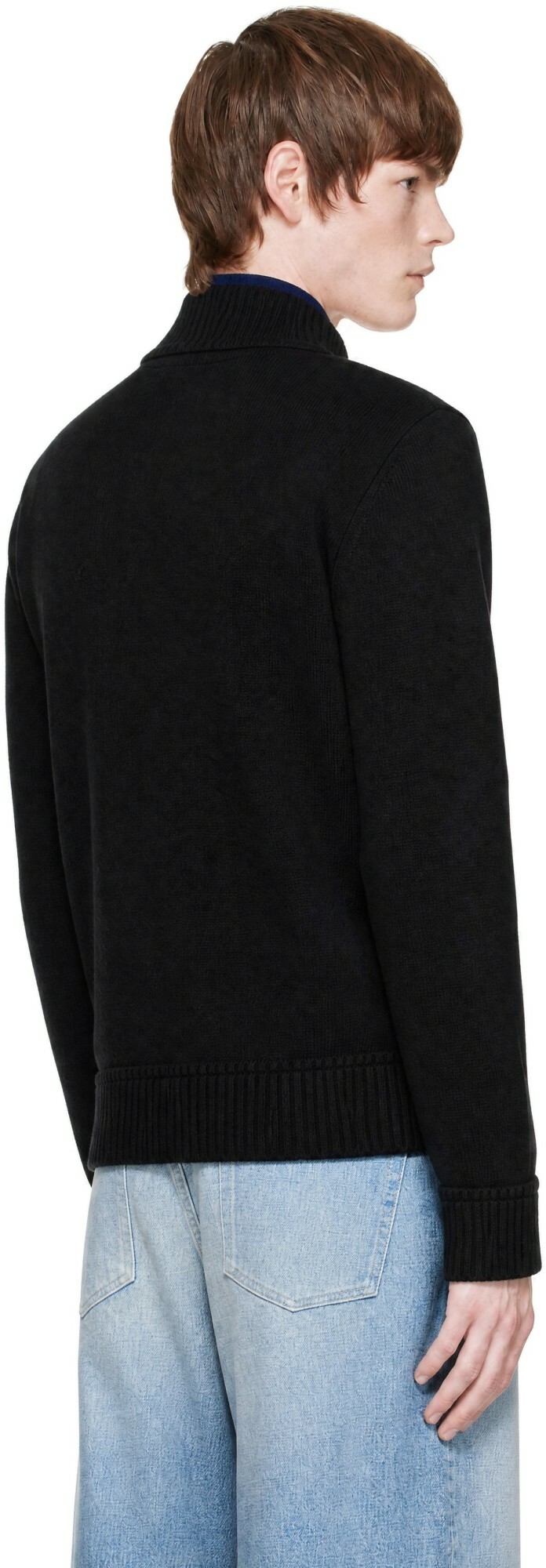 Moncler Black Wool & Nylon Down Cardigan