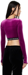 Versace Jeans Couture Burgundy Cropped Long Sleeve T-Shirt