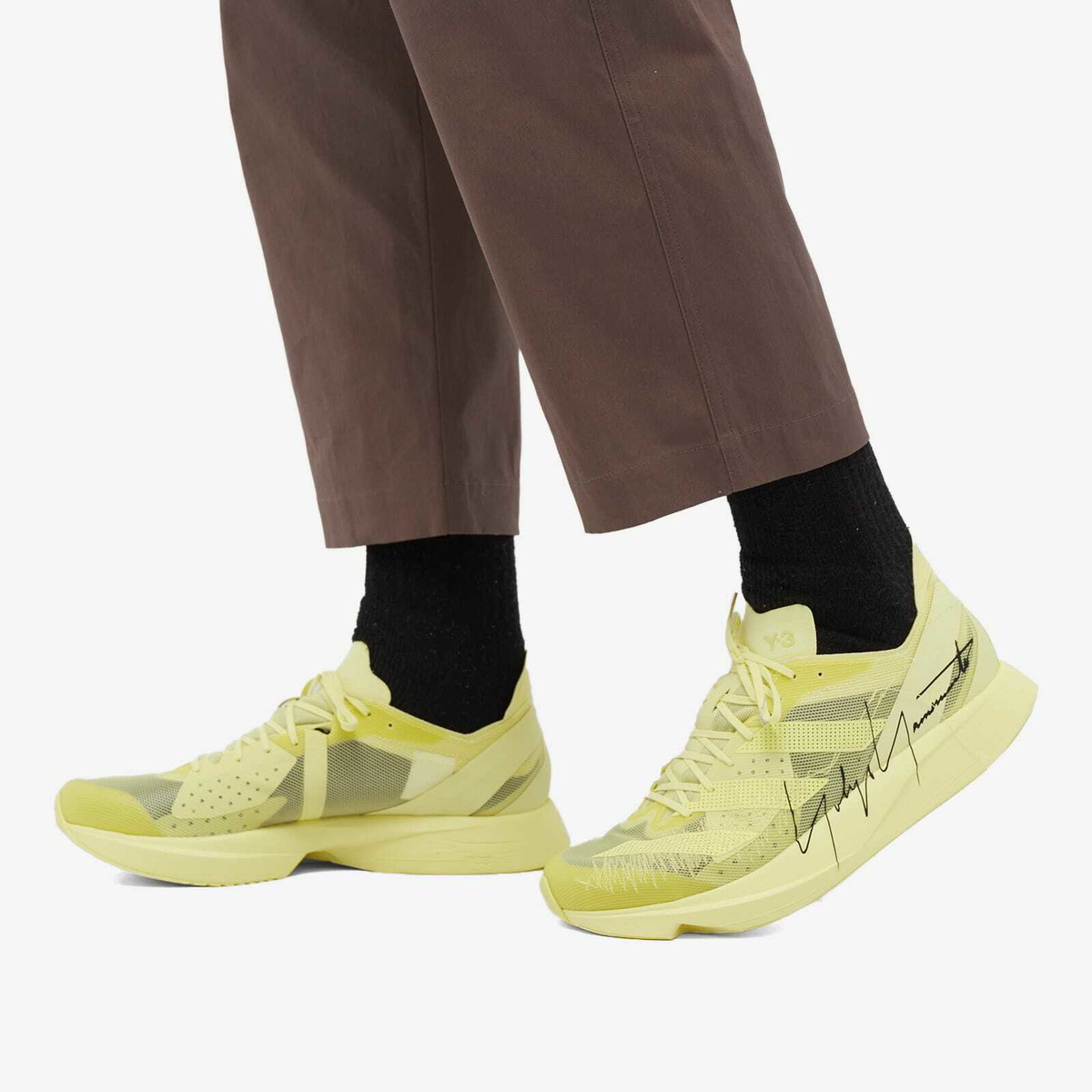 Y-3 Men's Takumi Sen 9 Sneakers in Blush Yellow/Black Y-3