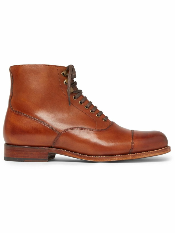 Photo: Grenson - Leander Cap-Toe Burnished-Leather Boots - Brown