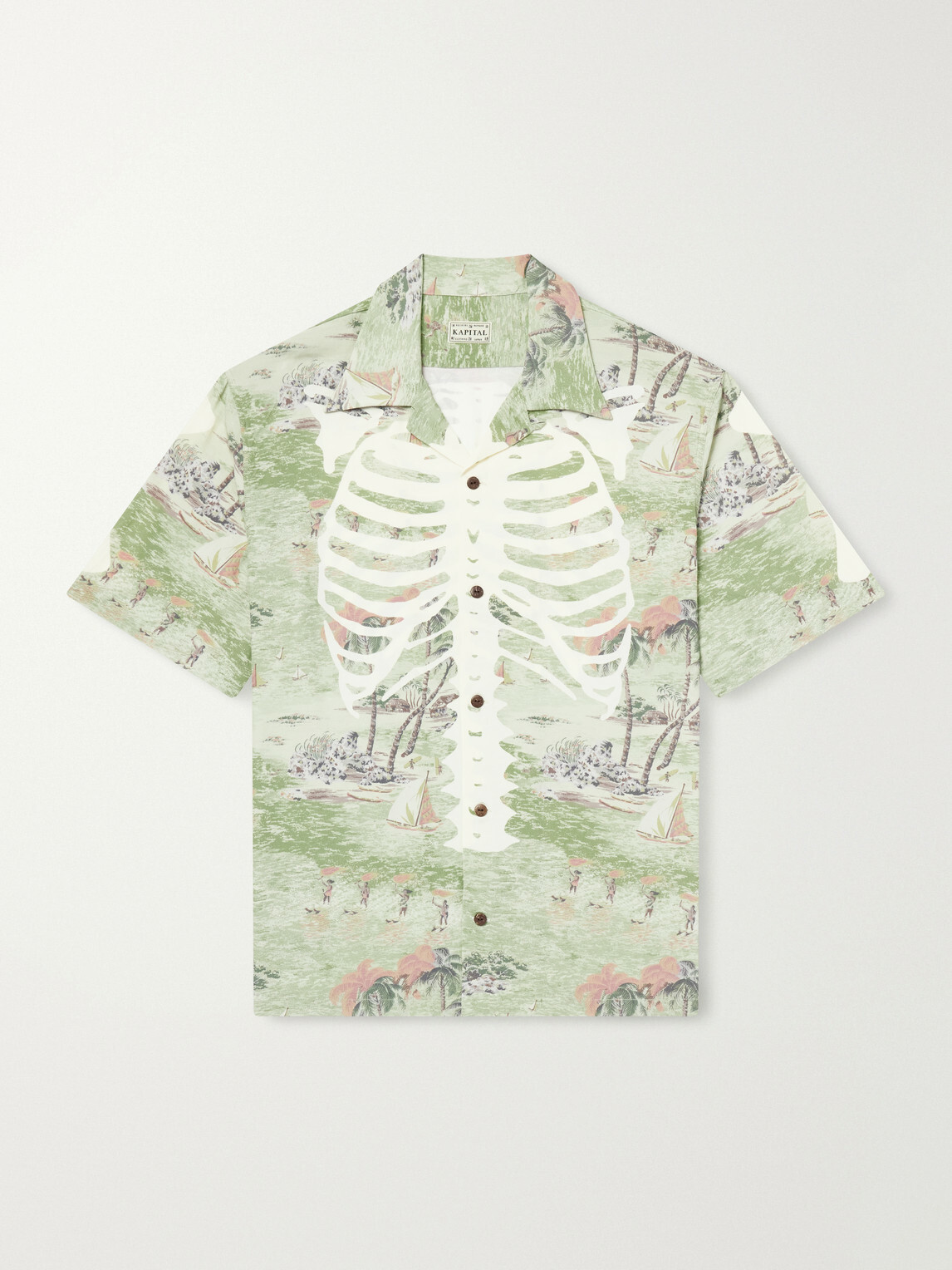 KAPITAL - Aloha Convertible-Collar Printed Woven Shirt - Green