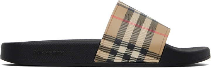 Photo: Burberry Beige Check Pool Slides