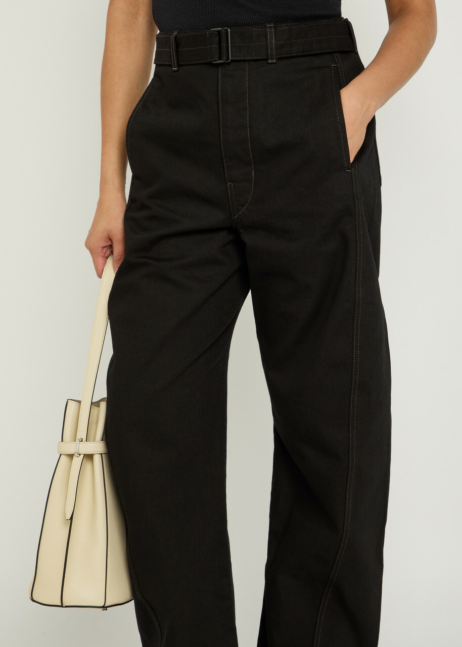 Lemaire Belted Barrel-leg Jeans Black