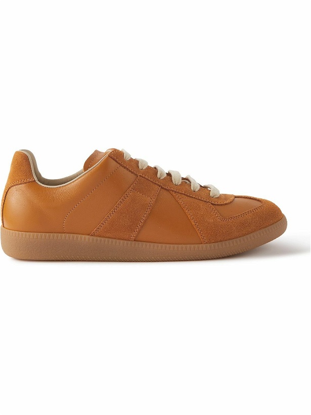 Photo: Maison Margiela - Replica Leather and Suede Sneakers - Orange
