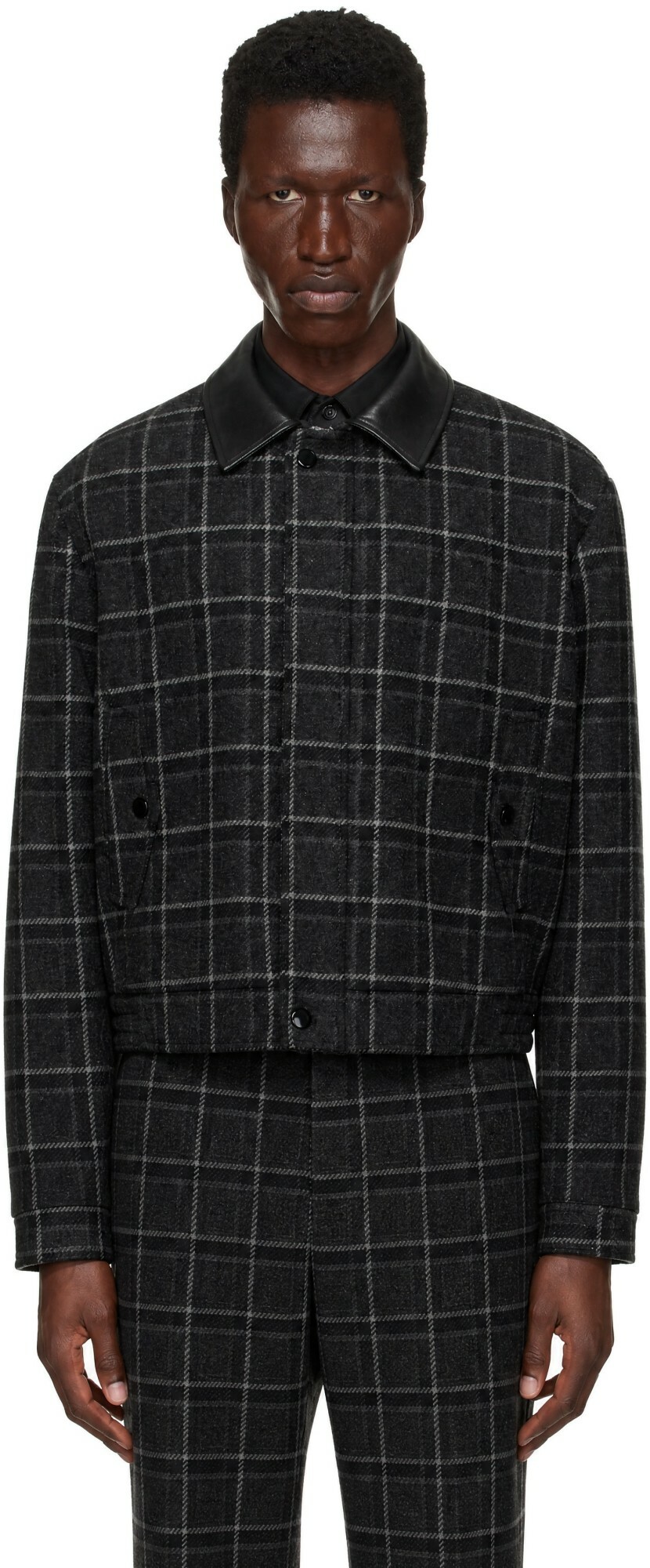 Ernest W. Baker SSENSE Exclusive Gray Check Bomber Jacket