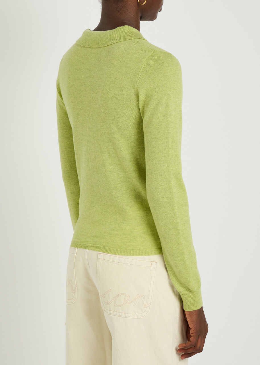 Damson Madder Voula Wool and Cashmere-blend Cardigan Green