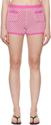 Versace Pink & White Crochet Knit Shorts