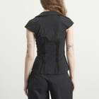 Peachy Den Women's Missy Asymmetric Blouse in Black