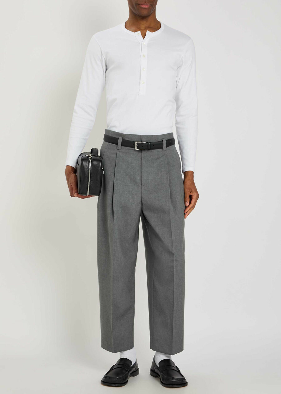 Jil Sander Pleated Wool Trousers Grey