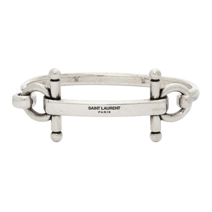 Photo: Saint Laurent Silver Double Omega Bar Bracelet