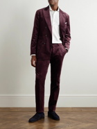 Brunello Cucinelli - Slim-Fit Straight-Leg Pleated Cotton-Corduroy Suit Trousers - Burgundy