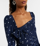 Alessandra Rich Bow-detail polka-dot draped minidress
