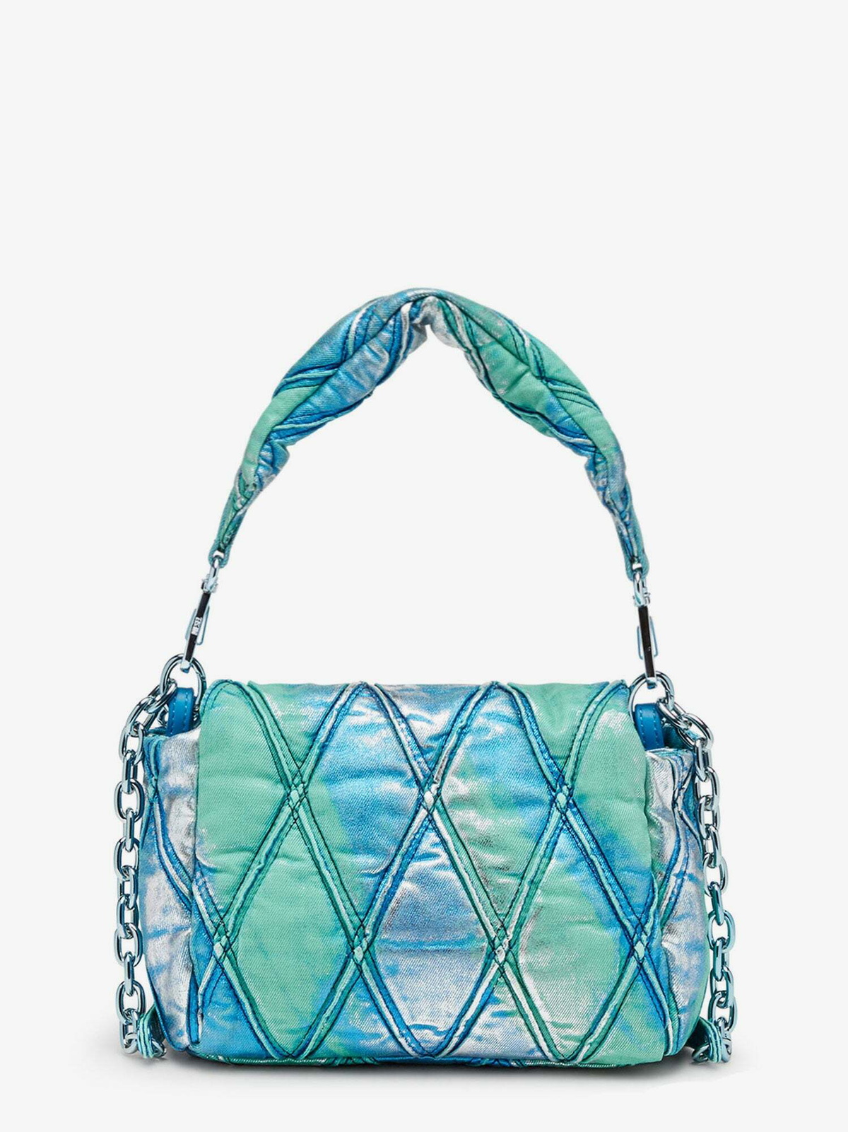 ショルダーバッグ・ポシェット Diesel Charm D Medium Shoulder Bag - Cotton - Blue Women's Charm-D M-Handbag in quilted denim | Blue | Diesel