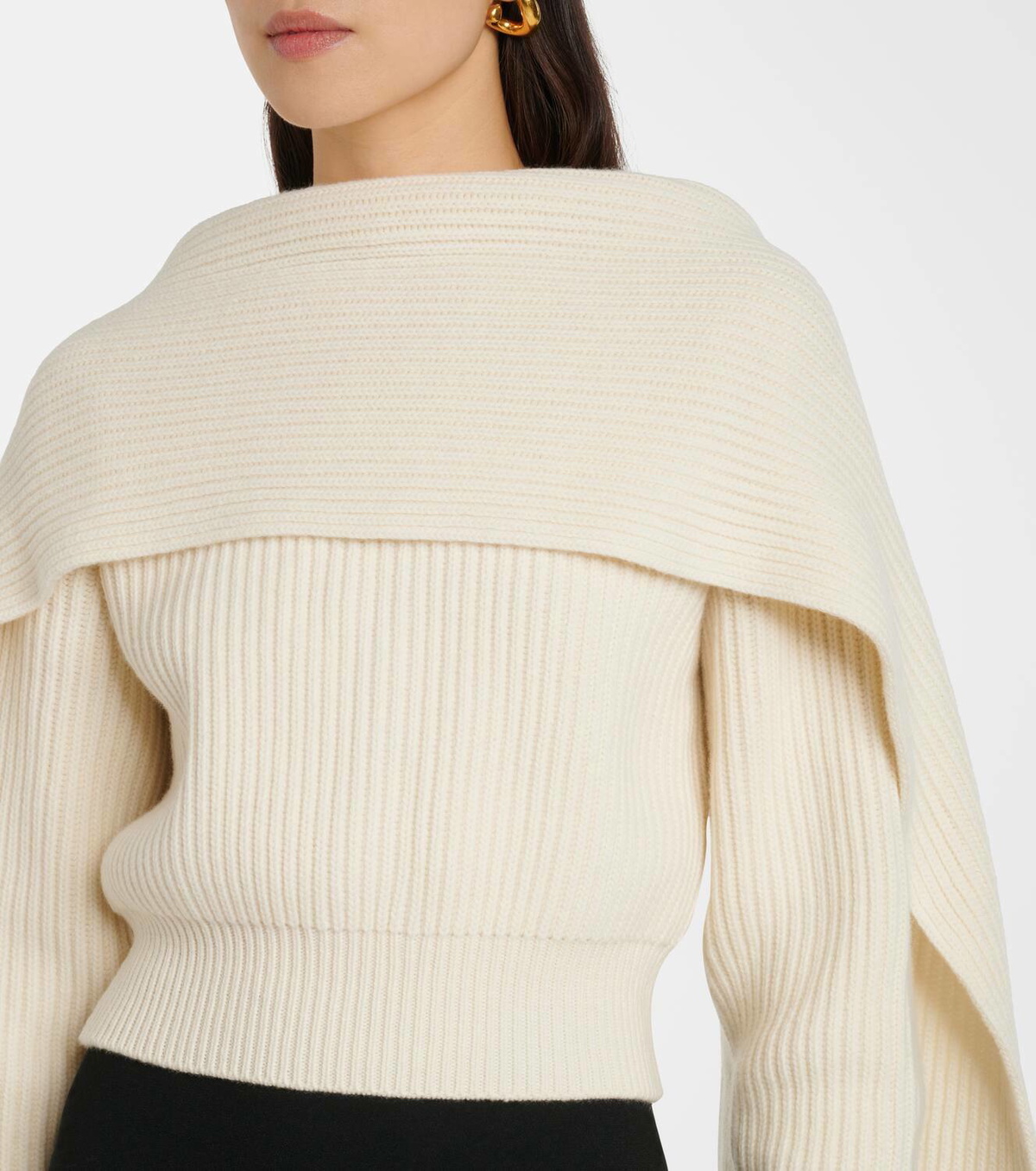 Erdem Cropped wool and cashmere scarf sweater