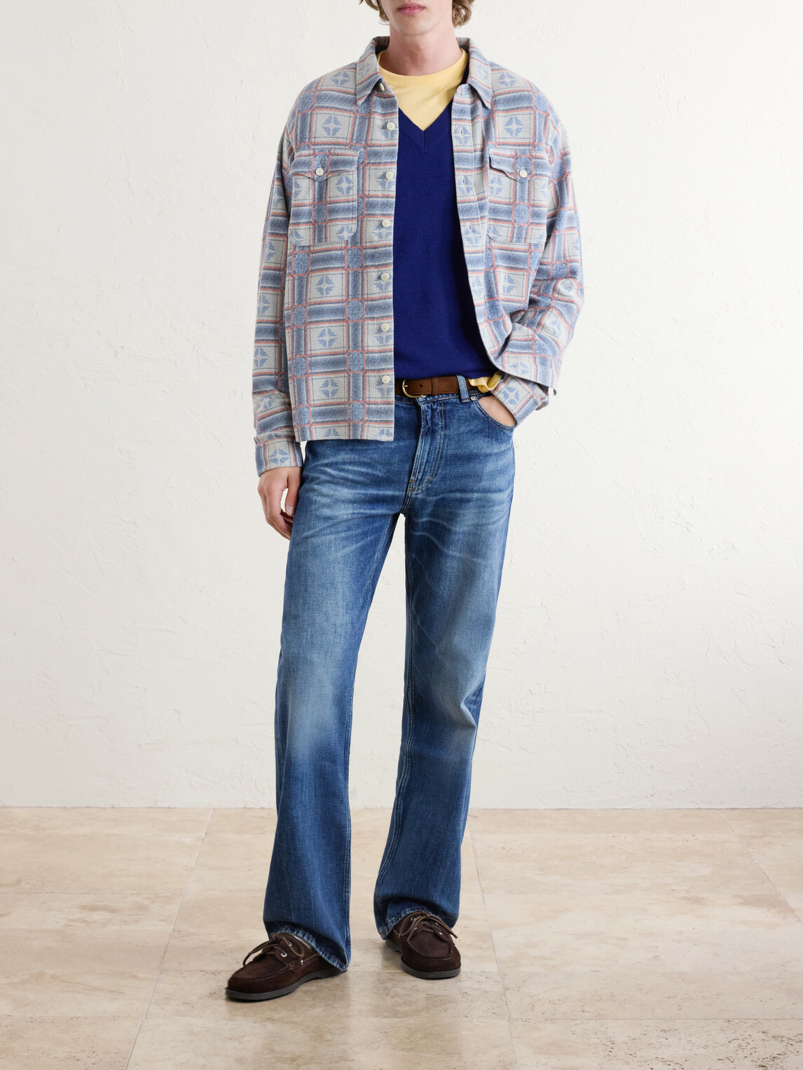 RRL - Horace Checked Cotton-Terry Shirt - Neutrals