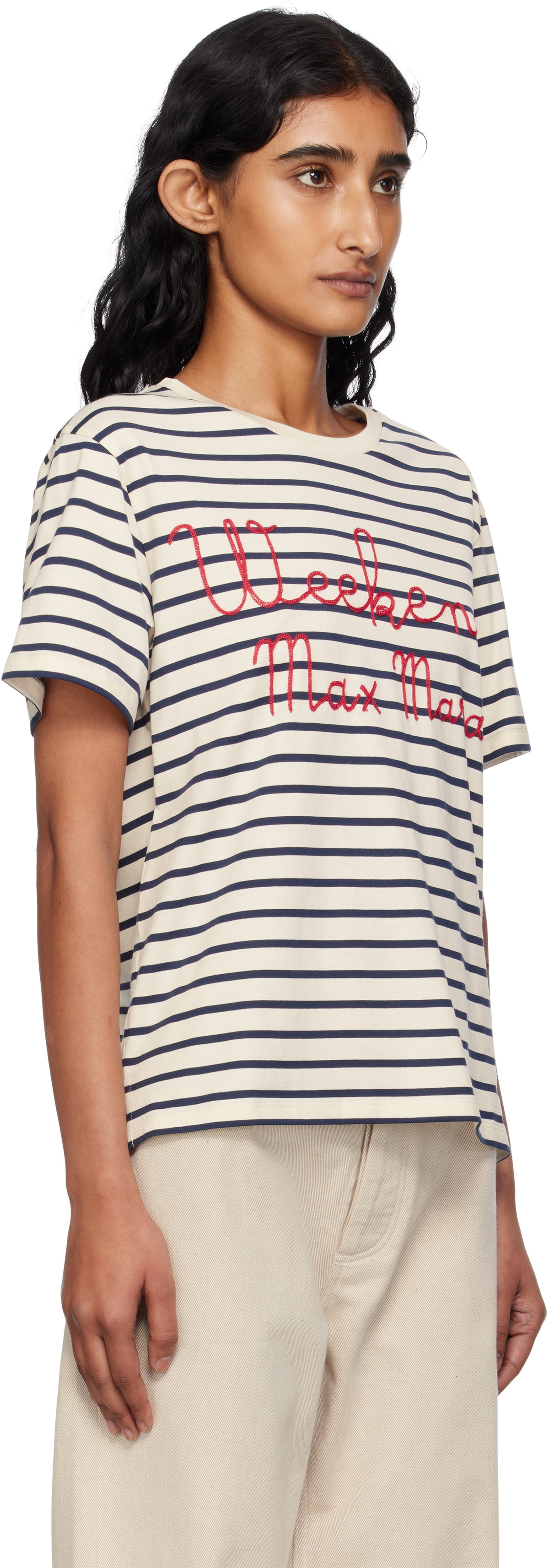 Weekend Max Mara Navy & Off-White Olga T-shirt