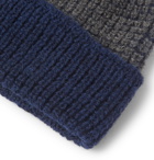 The Workers Club - Contrast-Detailed Merino Wool Beanie - Blue