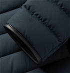 Brioni - Slim-Fit Leather-Trimmed Quilted Shell Hooded Down Jacket - Men - Navy