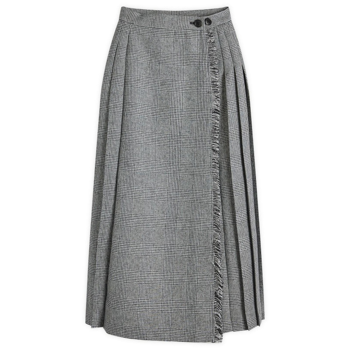 Photo: Beams Boy Women's Midi Kilt Skirt in Grey Chk