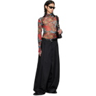LU'U DAN Red Masked Mesh Turtleneck