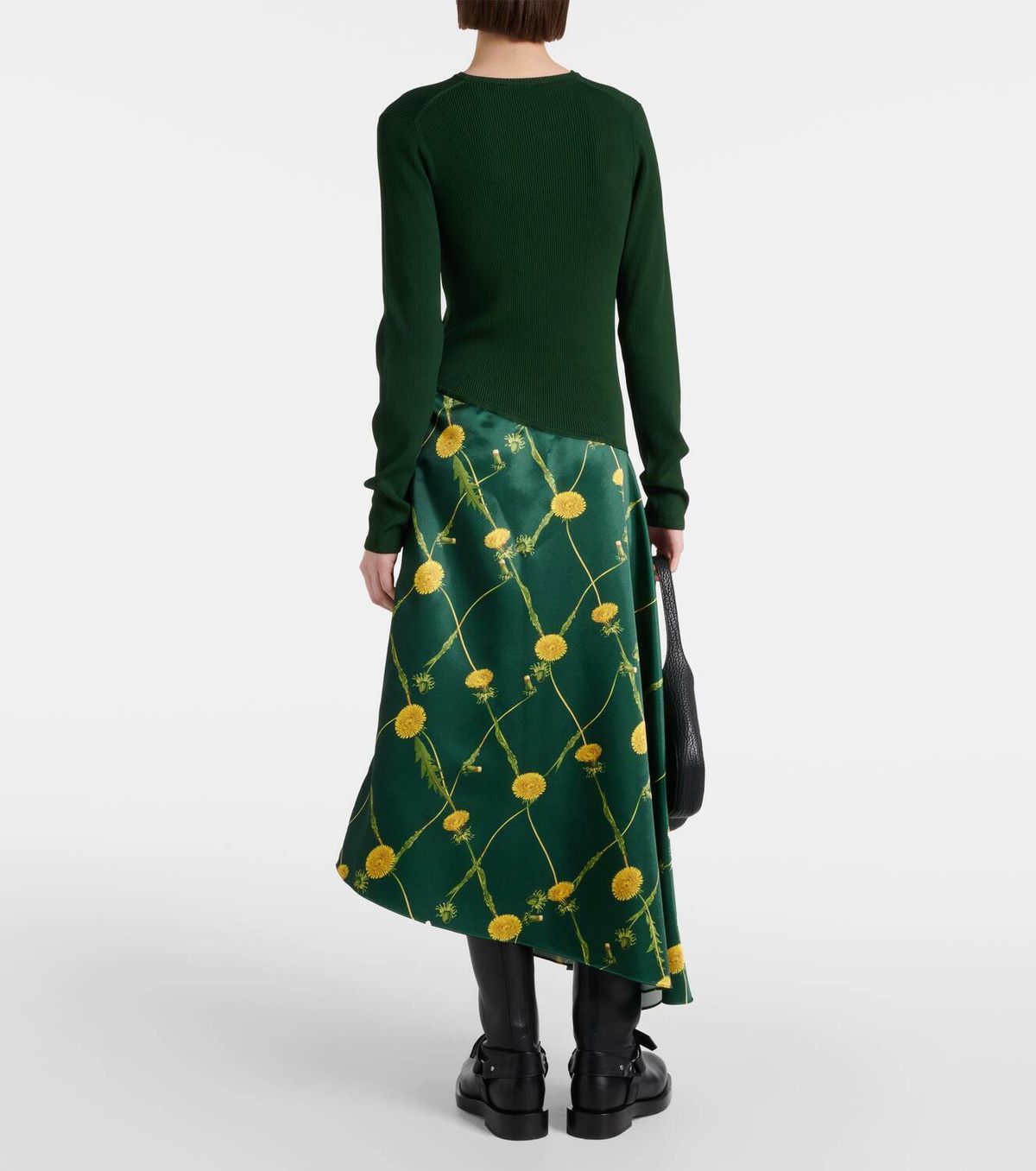 Burberry Printed jersey and satin midi dress Burberry Burberry Printed jersey and satin midi dress Burberry