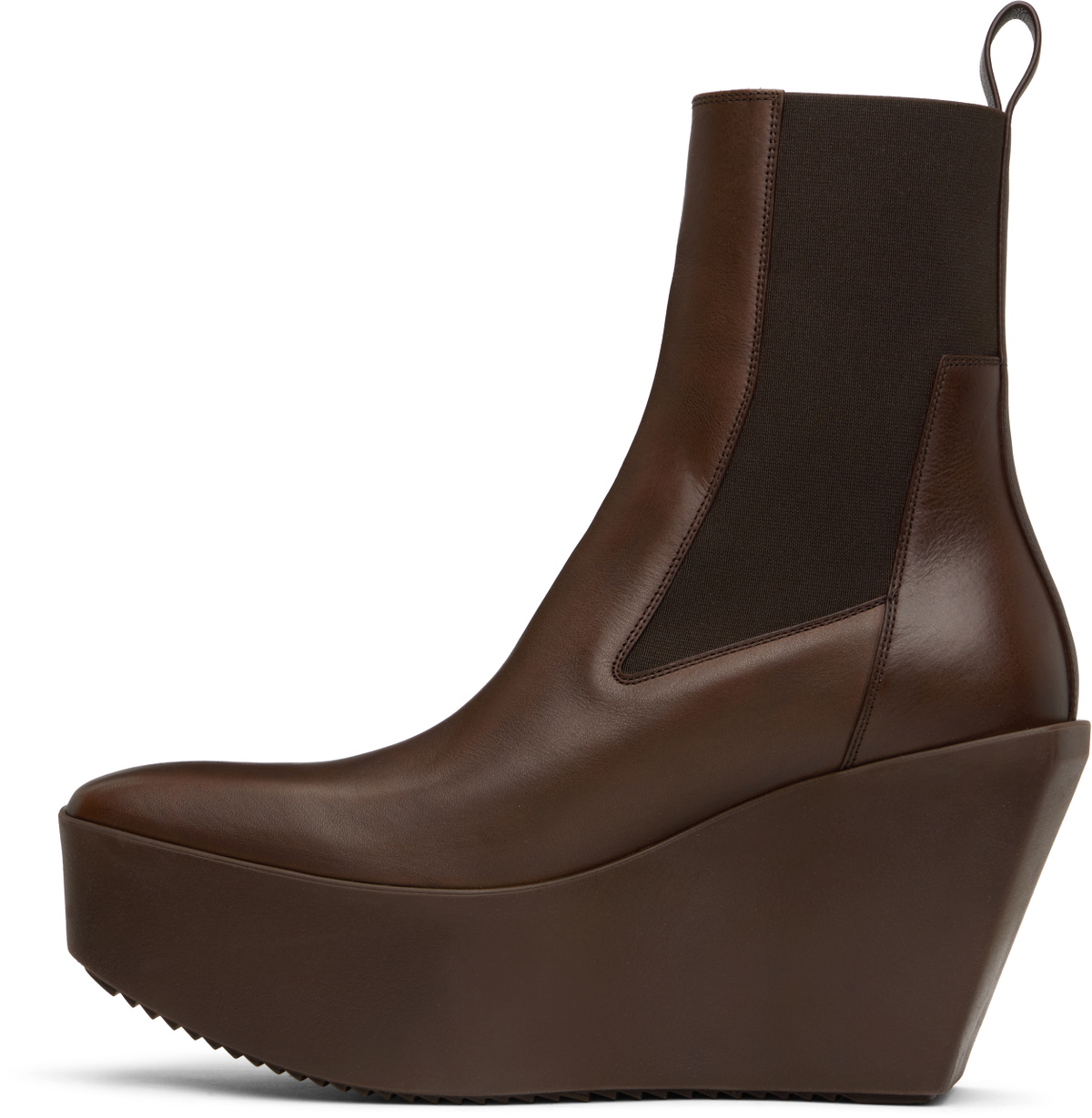 Rick Owens Brown Hollywoode Sliver Platform Beatles Chelsea Boots