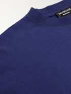 Balenciaga - Oversized Logo-Embroidered Cotton-Jersey T-Shirt - Blue